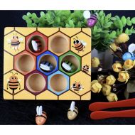Drevená hra na výučbu farieb - Včielky