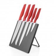 Nože s Magnetickým Stojanom Bravissima Kitchen (6 kusov) - Červená
