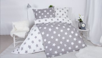 bavlnené obliečky na 2 postele - Lýdia šedá, 140x200, 70x90
